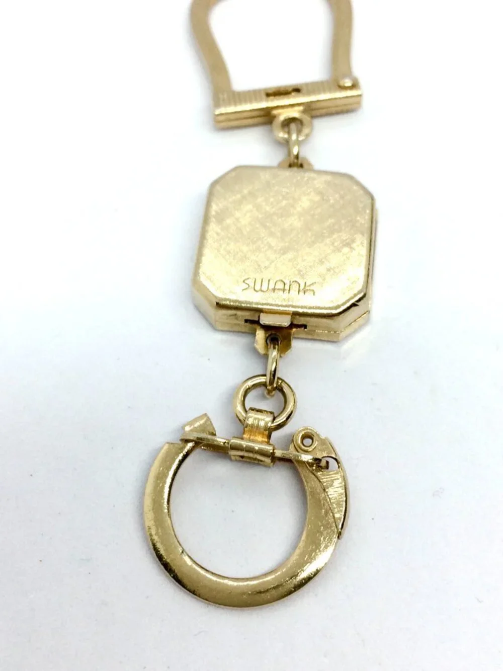 VINTAGE SWANK KEY FOB Gold Tone Detachable Valet Key Holder Initial A